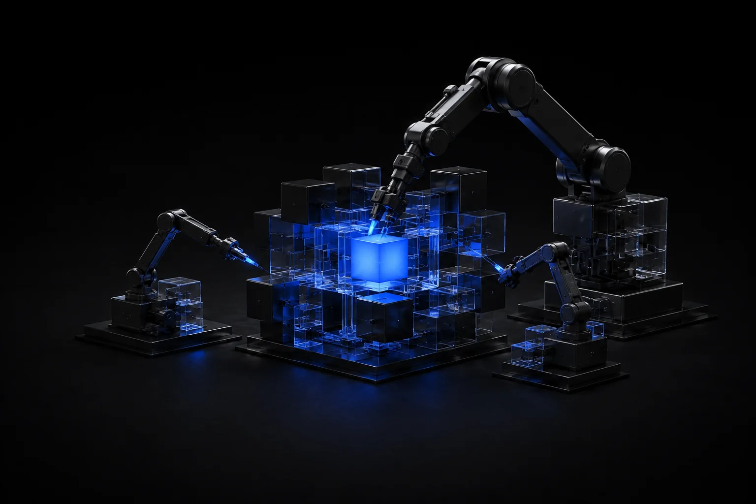 Precise mechanisms servicing the glowing core of a digital system